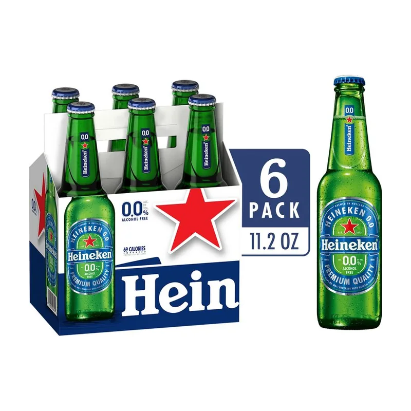 Heineken Zero Non-Alcoholic Beer, 12 oz × 6