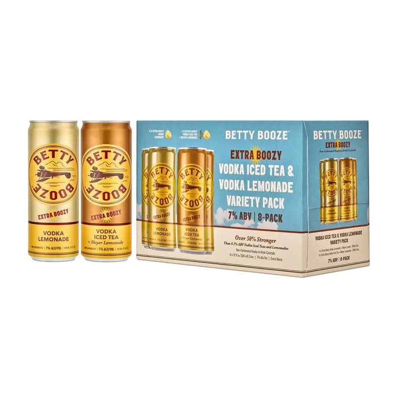 Betty Booze Extra Lemonade Variety Pack, 12 oz × 8