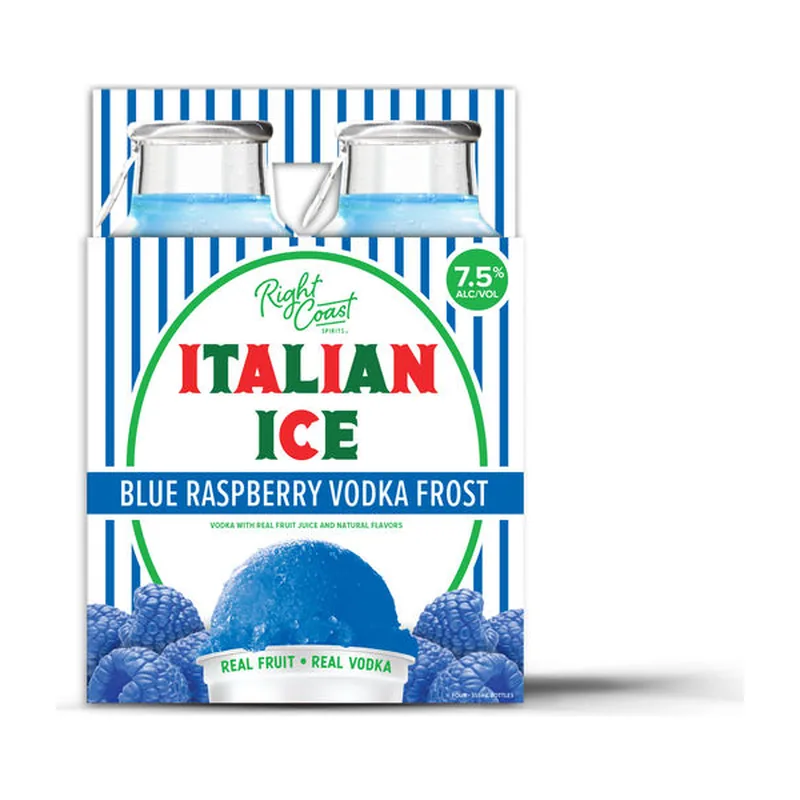 Vodka Frost Italian Ice Blue Raspberry, 16 oz × 4